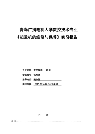 本科毕业设计-起重机的维修与保养实习报告完整版