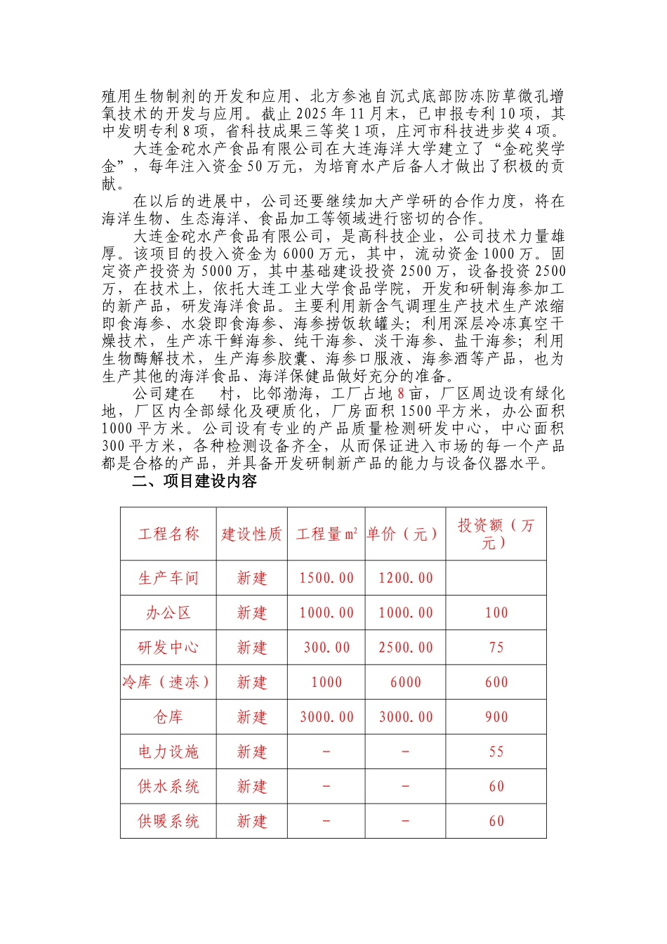 本科毕业设计-金砣水产年处理200吨鲜海参项目立项策划书_第2页