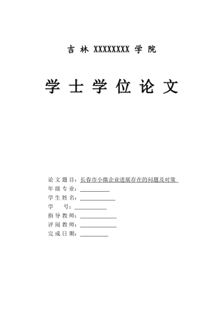 本科毕业设计-长春市小微企业发展存在的问题及对策