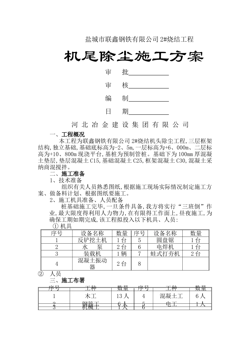 机尾除尘施工方案_第1页