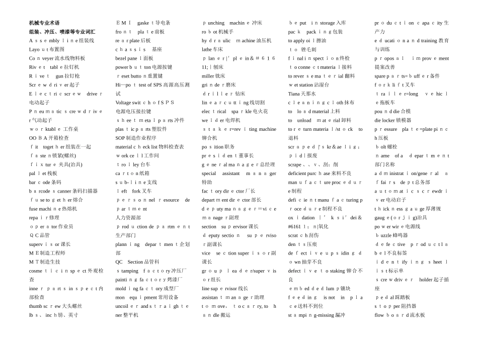 机械专业术语中英文对照_第1页