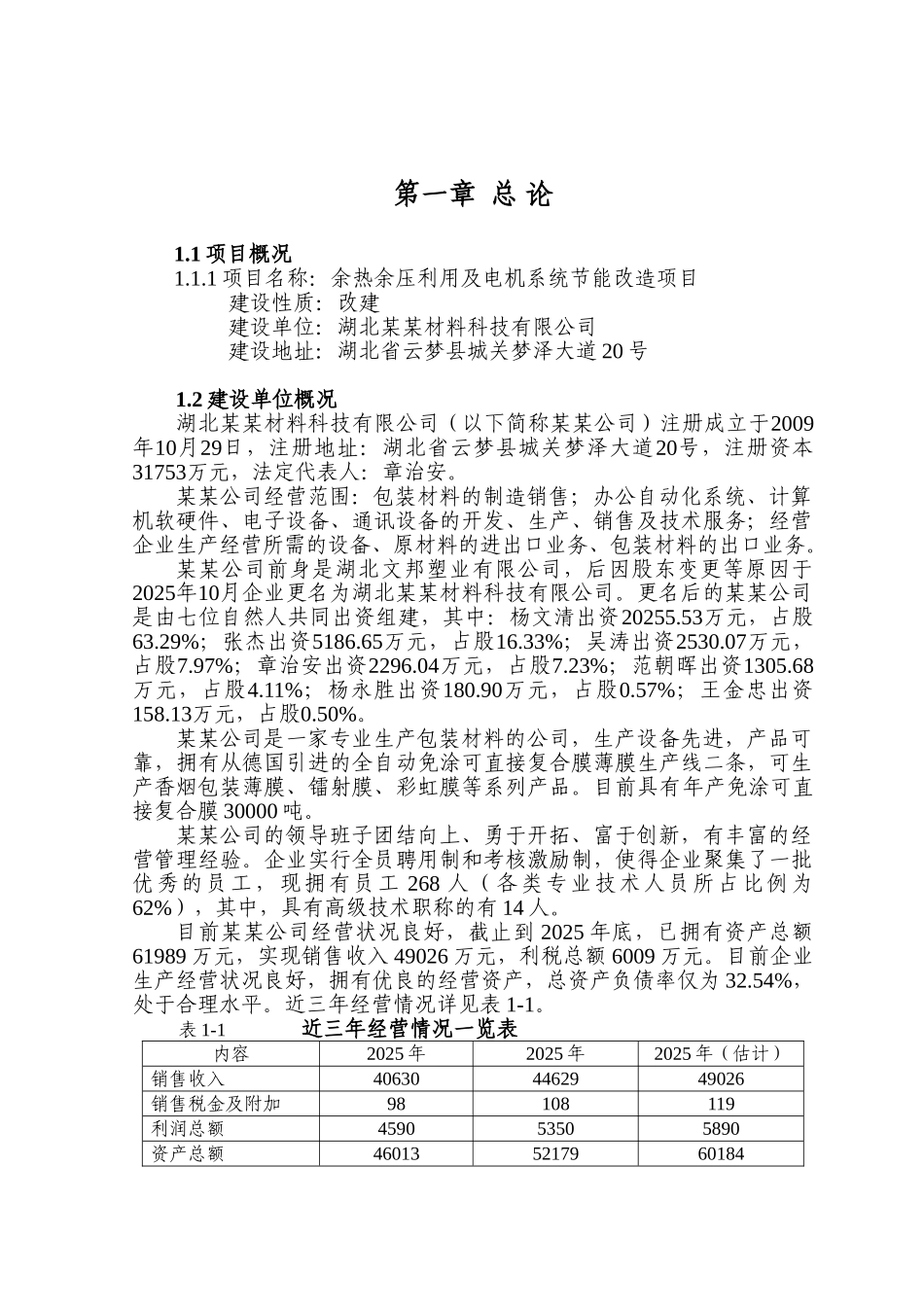 材料科技公司余热余压利用及电机系统节能改造项目可行性研究报告_第1页