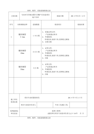 材料设备进场检验记录