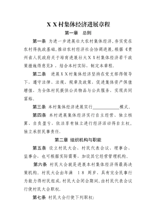 村集体经济发展章程