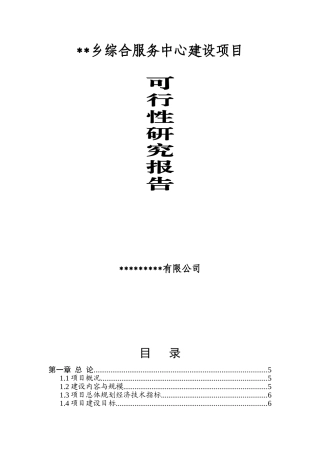 某乡综合服务中心建设项目可行性研究报告书
