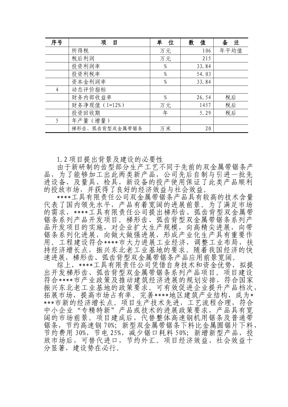 某公司梯形齿、弧齿背型双金属带锯条系列产品开发项目资金可行性研究报告_第3页