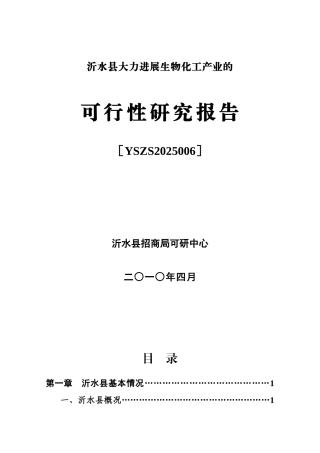 某县招商局的大力发展生物化工产业可行性研究报告书