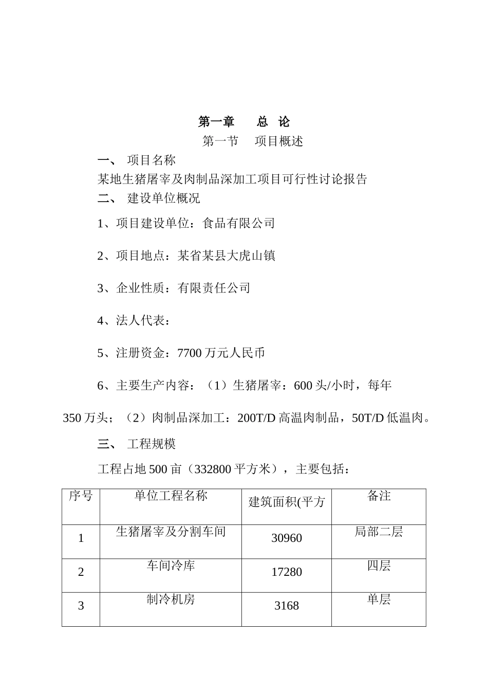 某市大型生猪屠宰及肉制品深加工项目可行性研究报告书_第2页