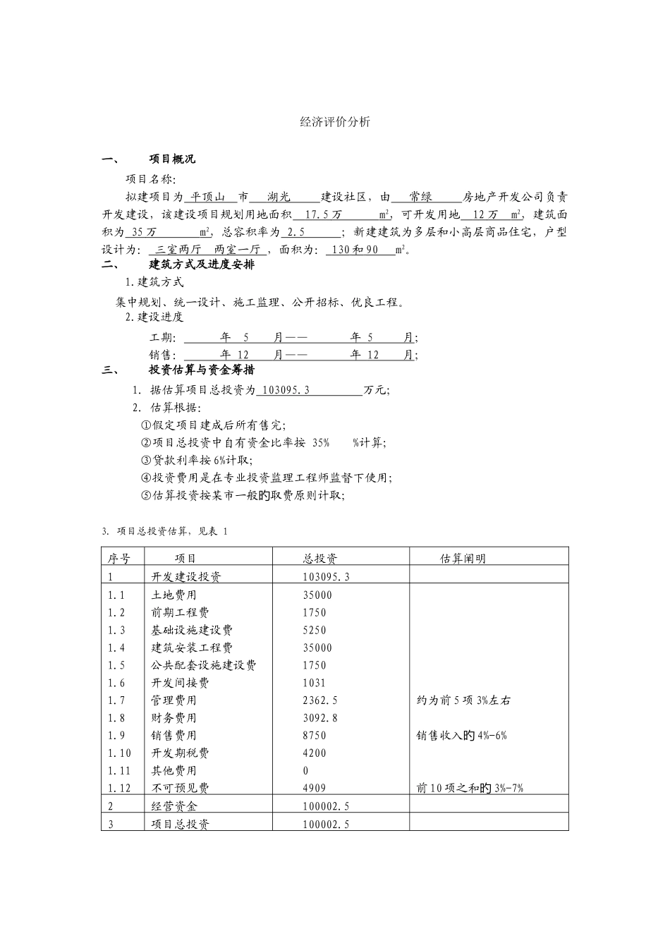 某房地产项目经济评价分析_第1页