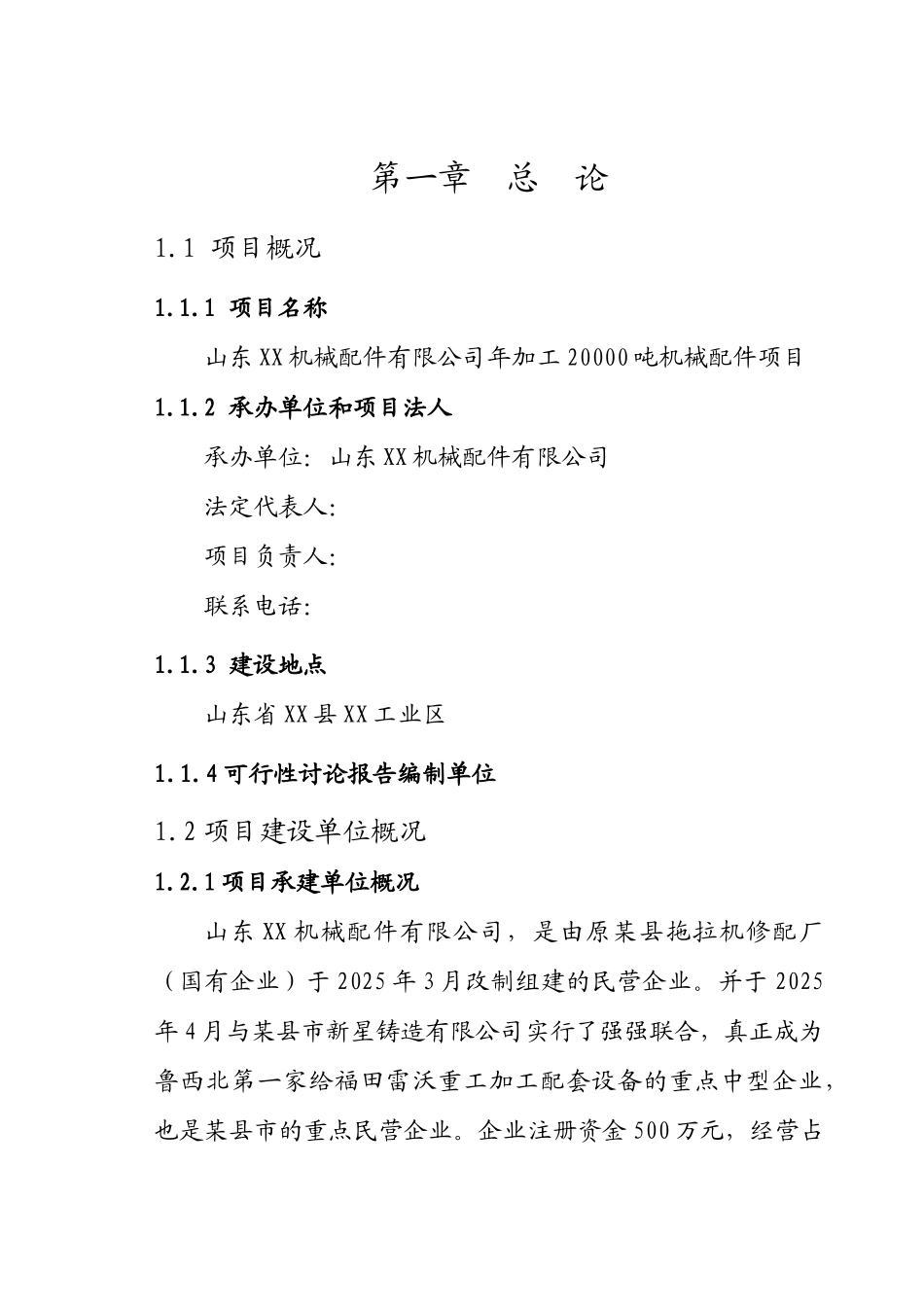 某某公司年产20000吨机械配件项目可行性研究报告_第3页