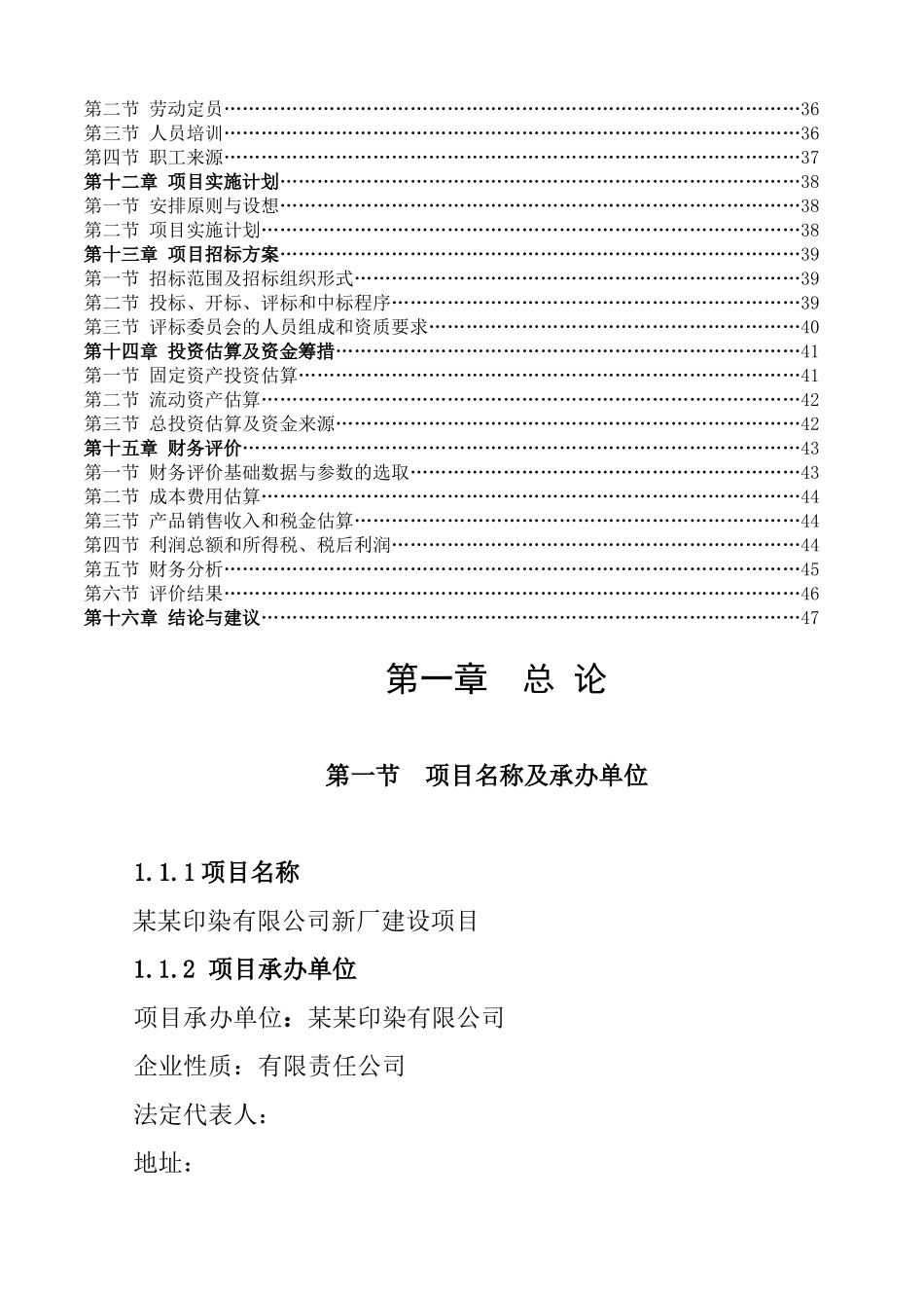 某某印染公司新厂建设项目可行性研究报告书_第2页