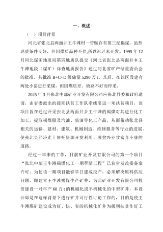 某某褐煤化工原料基地某某煤矿可行性研究报告