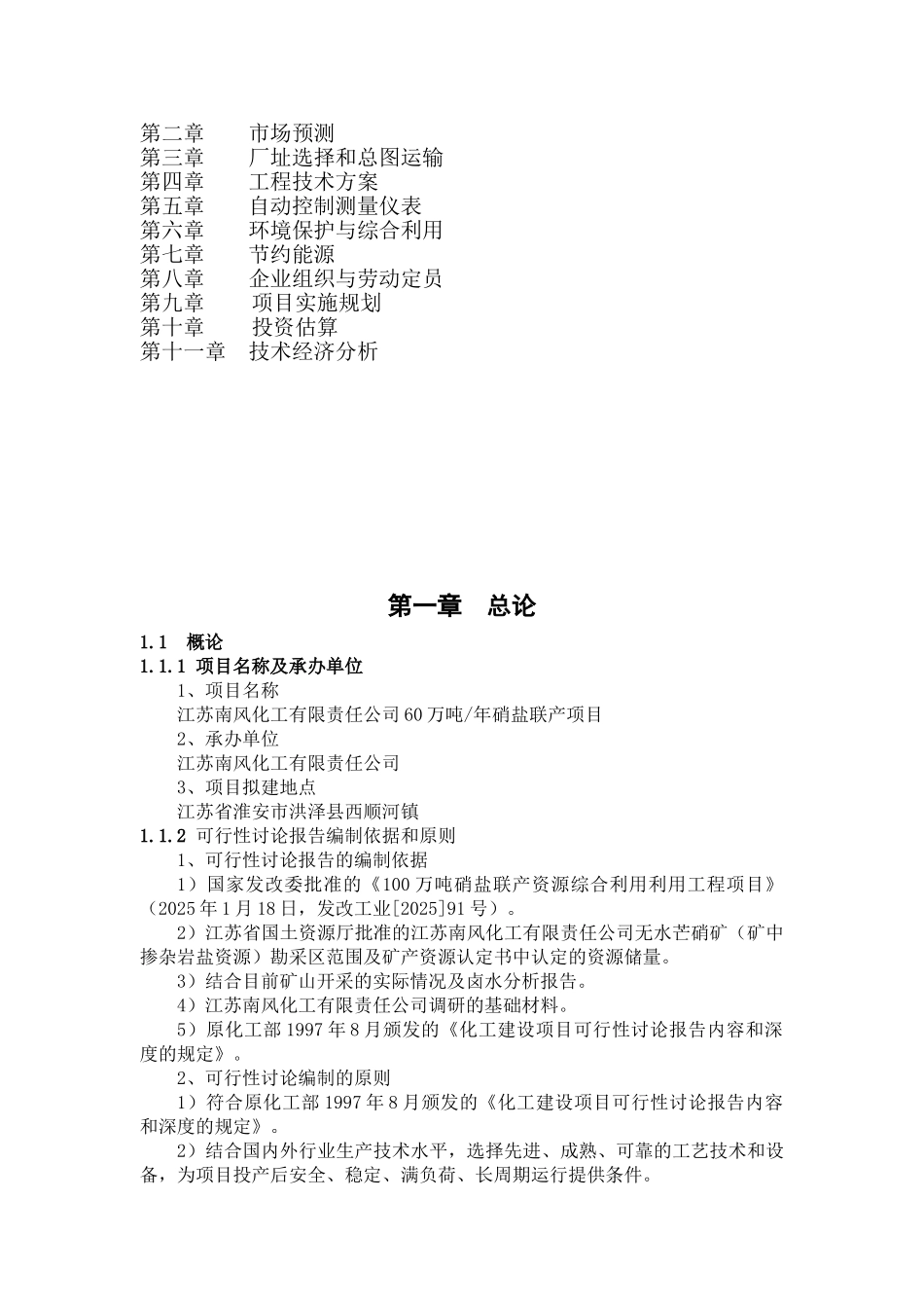 某氯碱化工企业60万吨年硝盐联产工程项目可行性研究报告_第3页