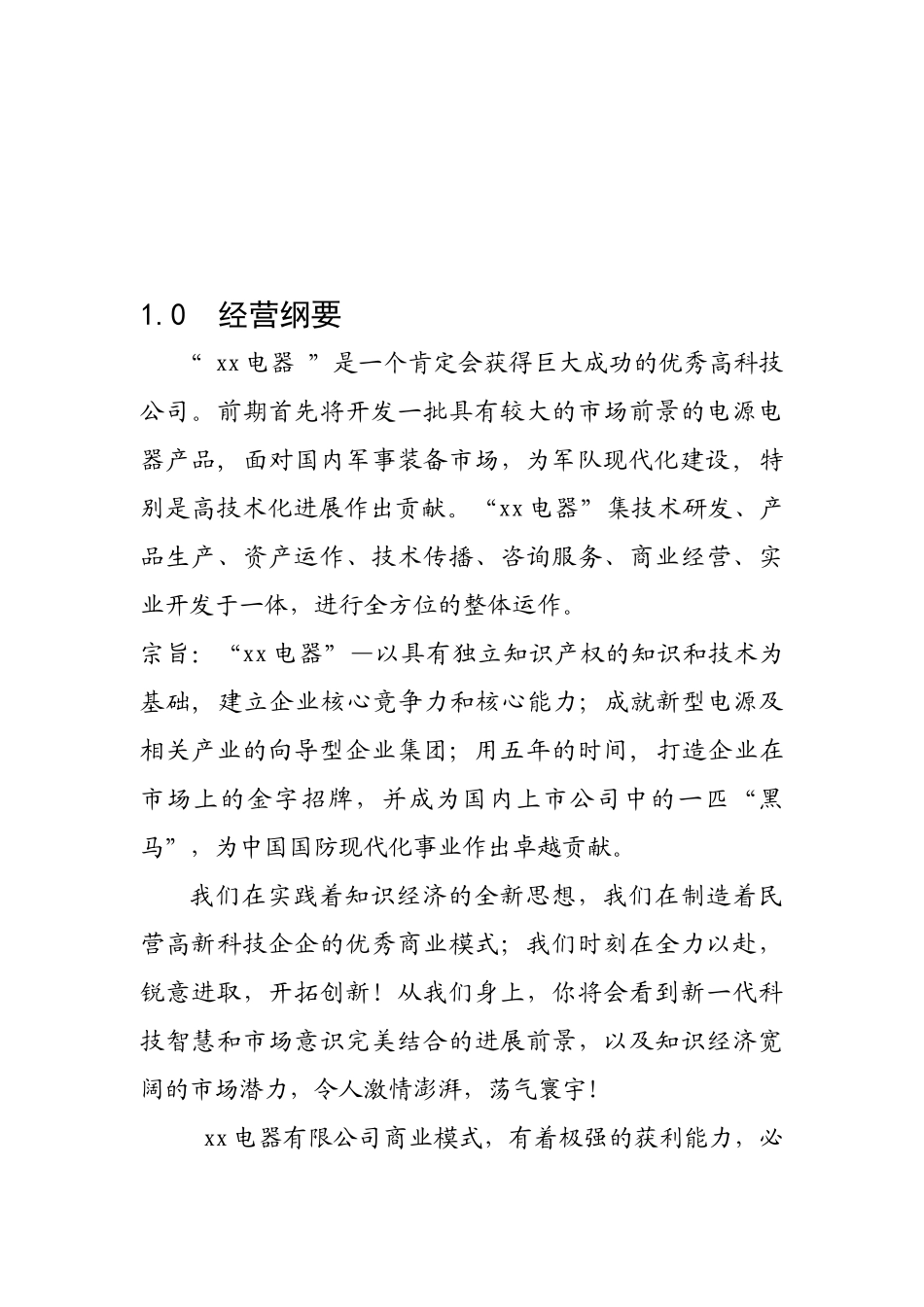 某电器有限公司商业计划书_第3页