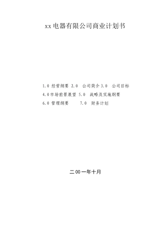 某电器有限公司商业计划