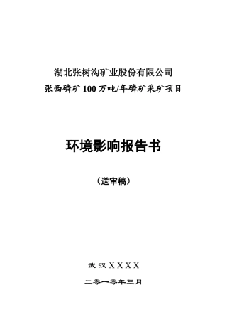 某矿业股份有限公司张西磷矿100万吨年磷矿采矿项目环境评估报告