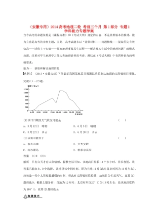 （安徽专用）2014高考地理二轮 考前三个月 第1部分 专题1 学科能力专题学案