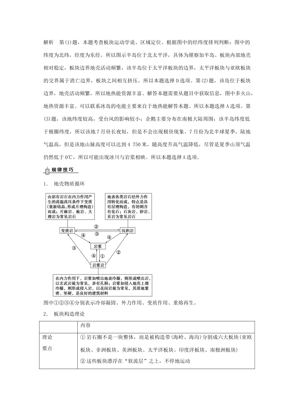 （安徽专用）2014高考地理二轮 考前三个月 第1部分 专题2 地壳物质循环与地表形态学案_第2页