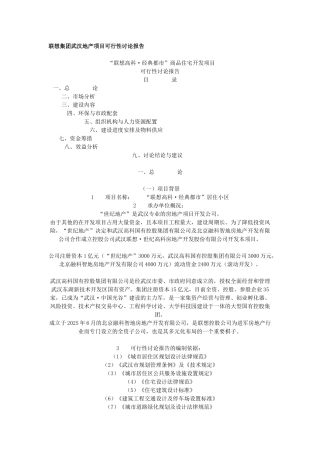 某集团武汉地产项目可行性研究报告