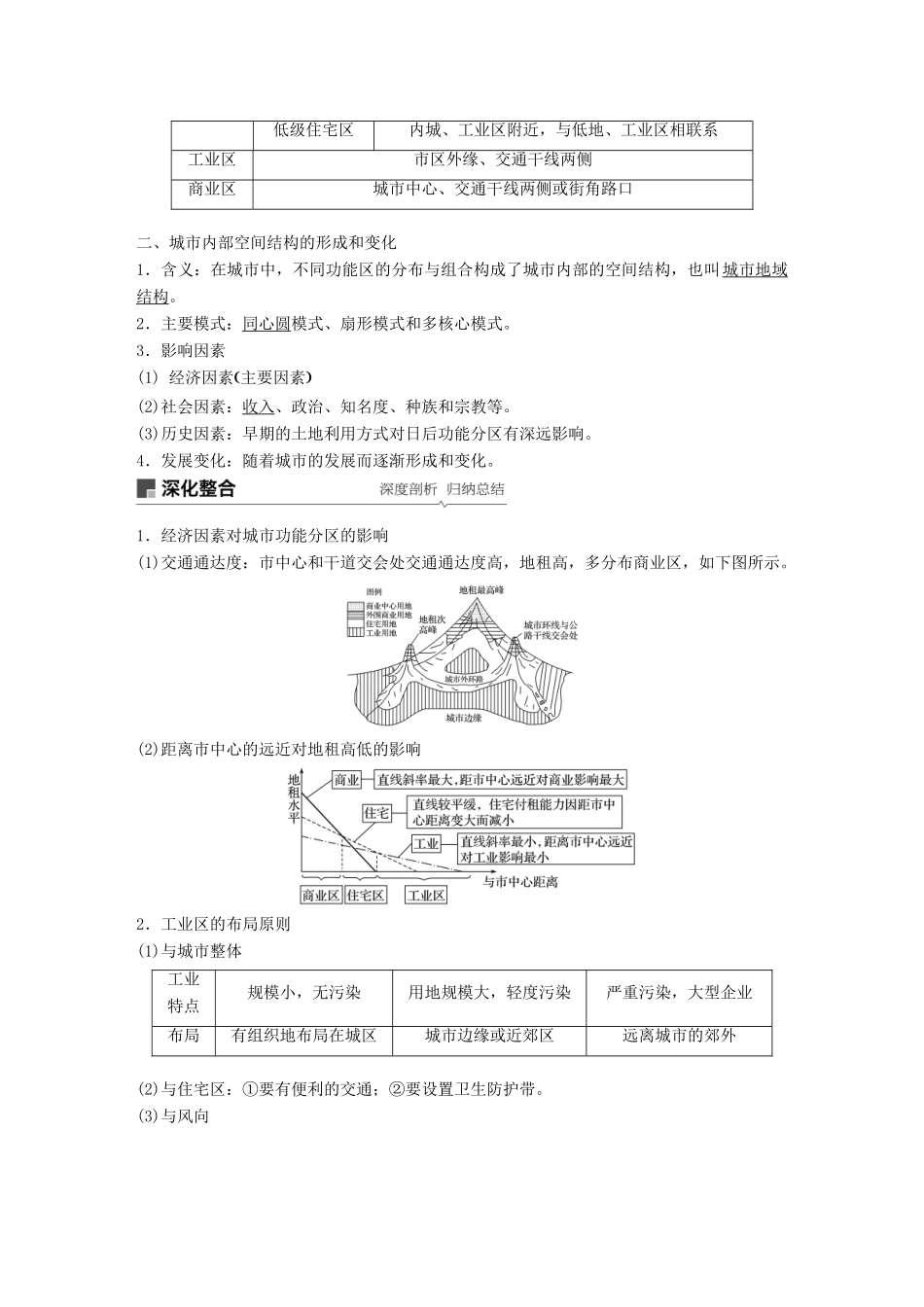 （全国通用）高考地理大一轮复习 第二章 城市与城市化 第17讲 城市内部空间结构与不同等级城市的服务功能学案 新人教版必修2-新人教版高三必修2地理学案_第2页