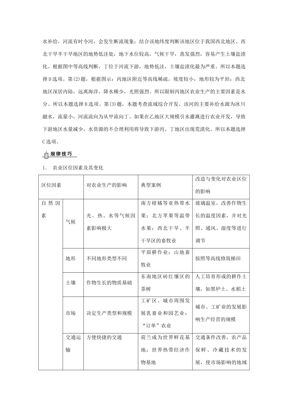 （安徽专用）2014高考地理二轮 考前三个月 第1部分 专题3 农业生产与地理环境学案_第2页
