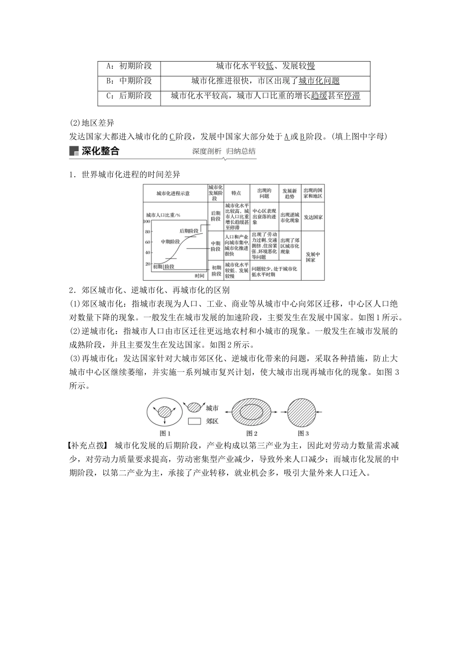 （全国通用）高考地理大一轮复习 第二章 城市与城市化 第18讲 城市化学案 新人教版必修2-新人教版高三必修2地理学案_第2页