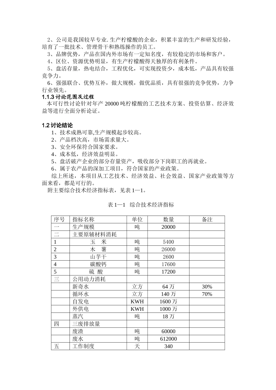 柠檬酸项目预可行性研究报告_第2页