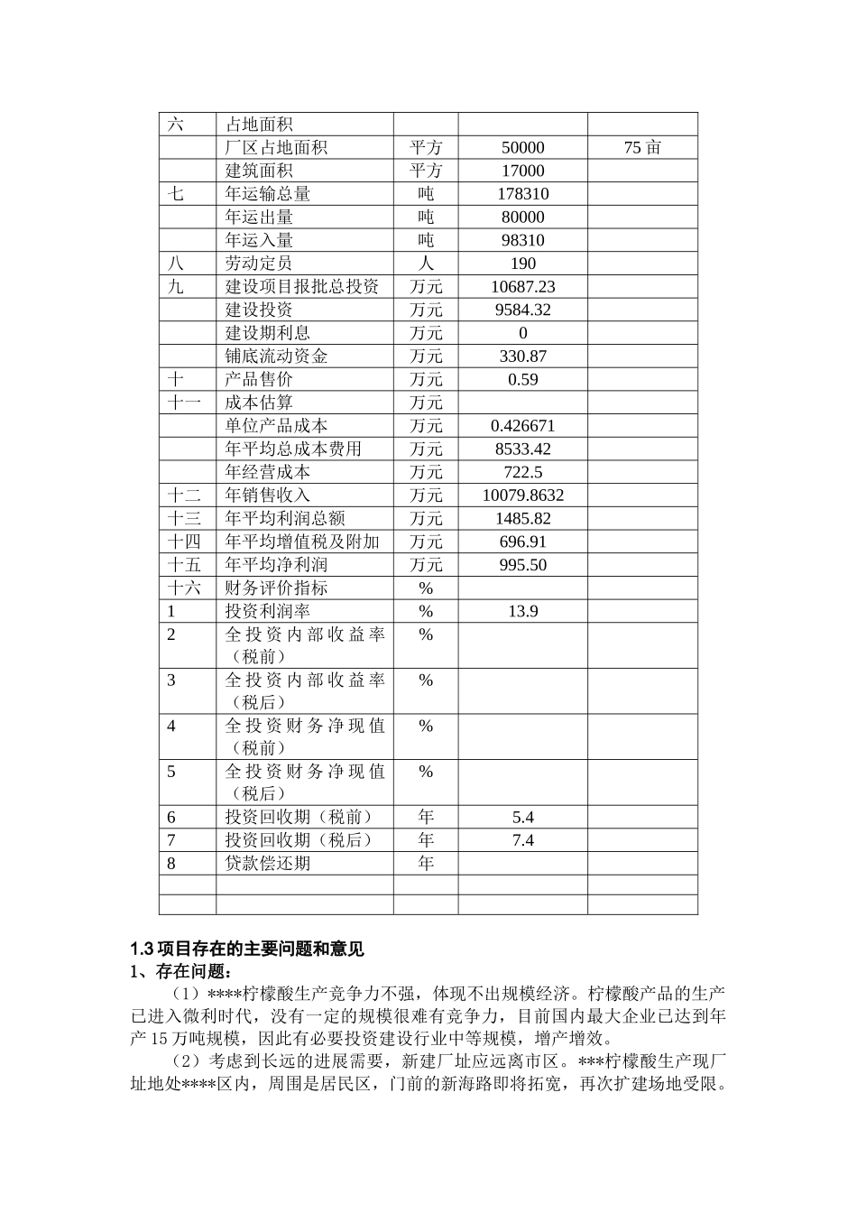 柠檬酸项目预可行性研究报告_第3页