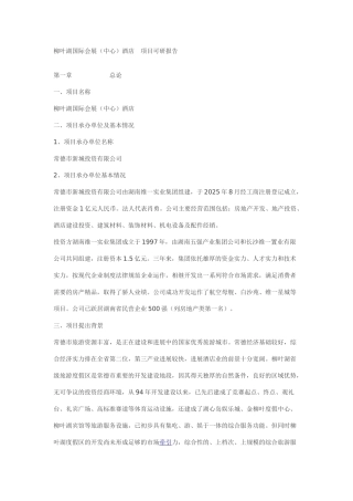 柳叶湖国际会展酒店项目可研报告