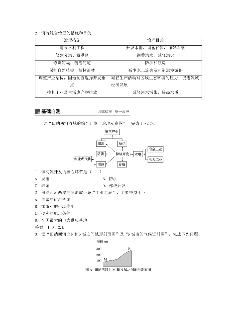 （全国通用）高考地理大一轮复习 第二章 第31讲 流域的综合开发——以美国田纳西河流域为例学案 新人教版必修3-新人教版高三必修3地理学案_第3页