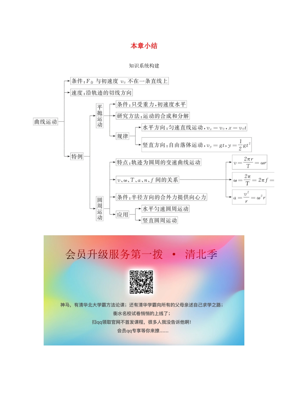 （北京专用）高考物理总复习 第四章 本章小结素材-人教版高三全册物理素材_第1页