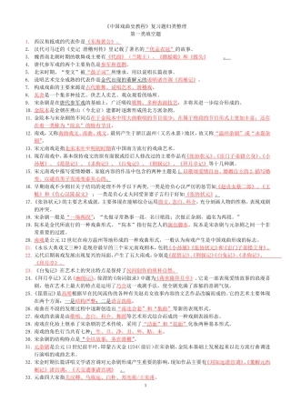 《中国戏曲史教程》复习题归类整理