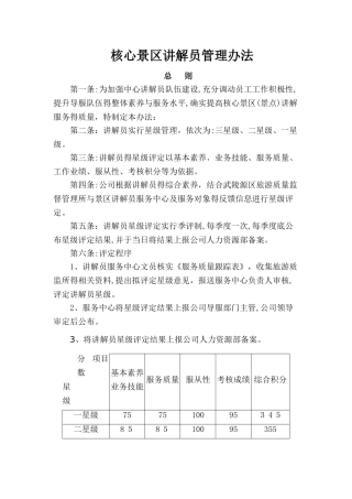 核心景区讲解员管理办法
