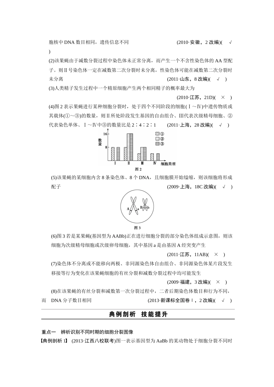 （安徽专用）2014高考生物二轮复习 考前三个月 第一部分 第一部分 专题三 第1讲 细胞增殖和受精作用教案_第2页
