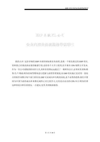 ERP项目内控业务流程说明书