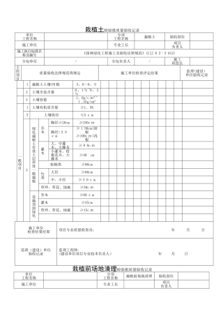 栽植土检验批质量验收记录
