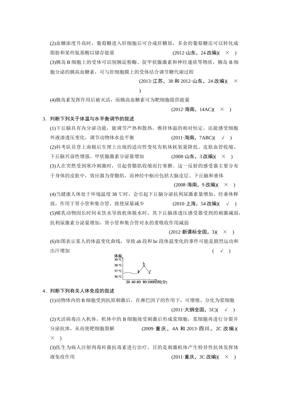 （安徽专用）2014高考生物二轮复习 考前三个月 第一部分 第一部分 专题五 第1讲 人体的稳态和免疫教案_第2页