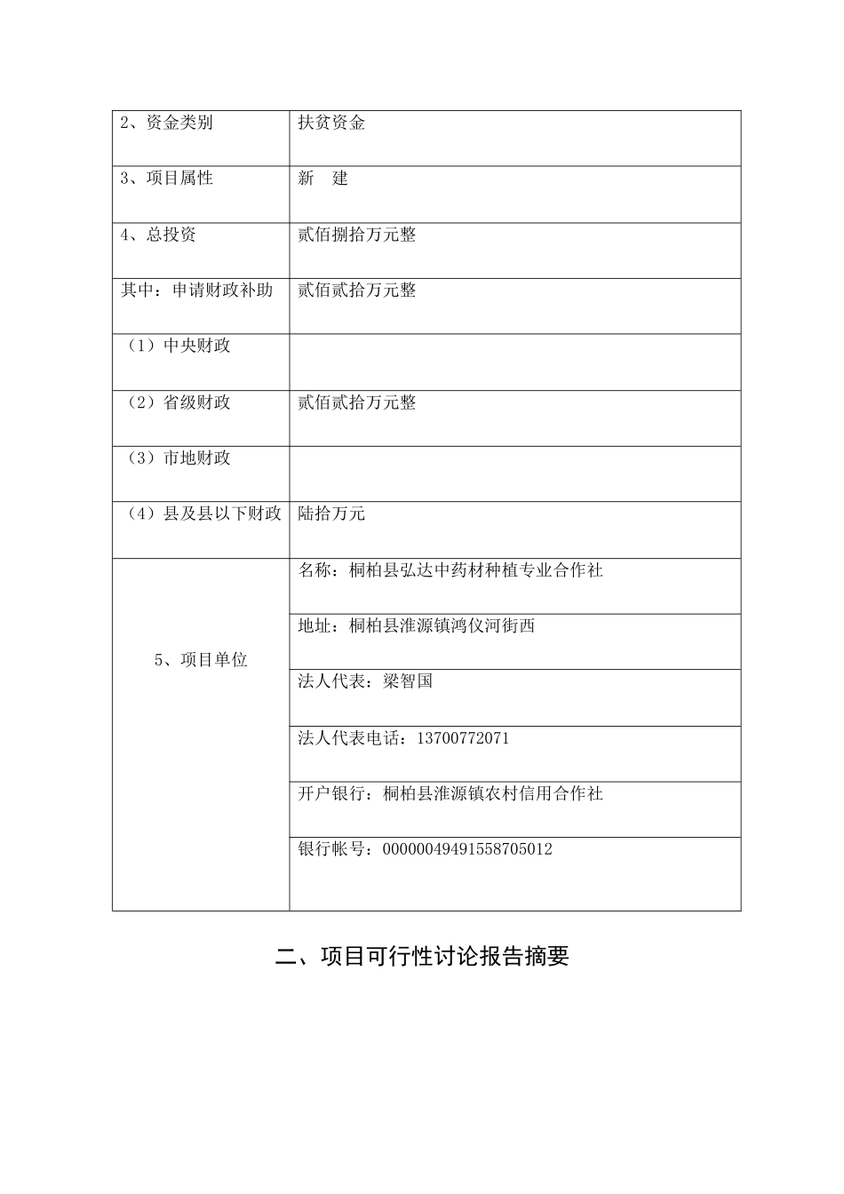 桐柏县2000亩金银花、夏枯球标准化种植基地建设项目资金申请报告_第2页