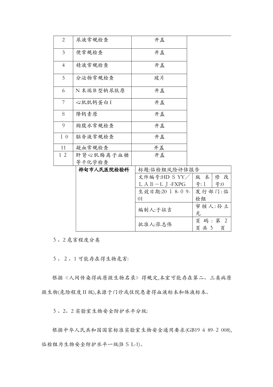 检验科临检组风险评估报告_第2页