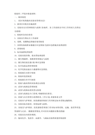 检验科二甲复审准备材料