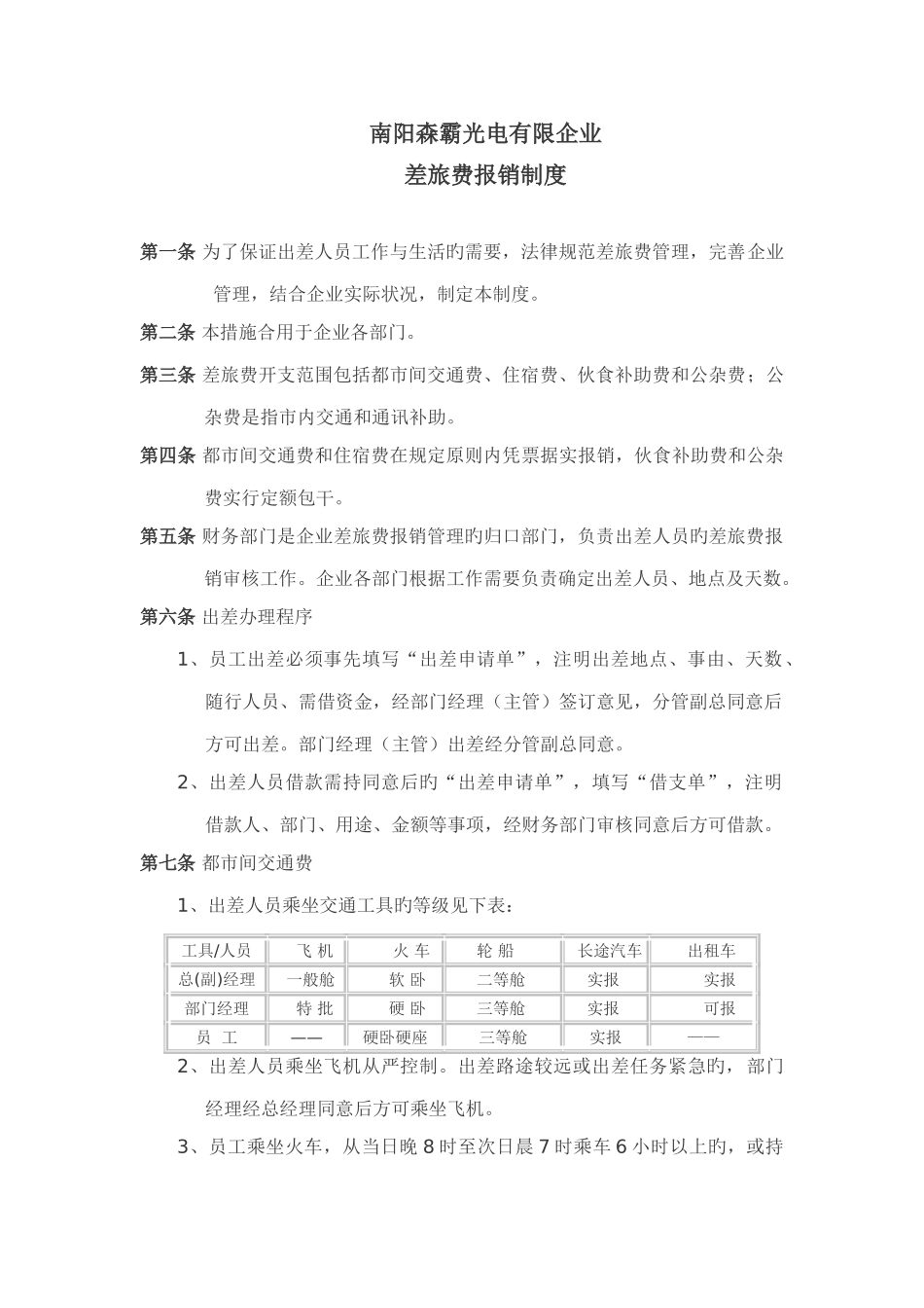 森霸公司差旅费报销制度_第1页