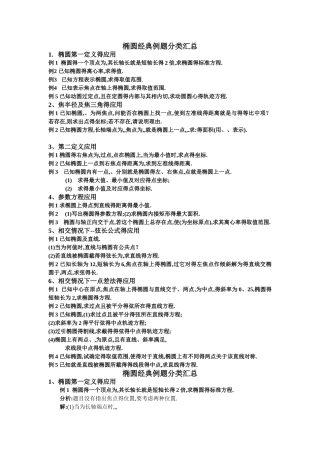 椭圆各类题型分类汇总