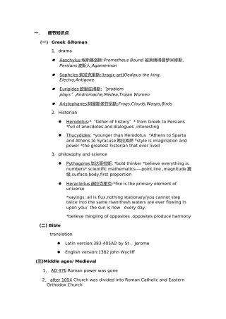 欧洲文化入门复习资料