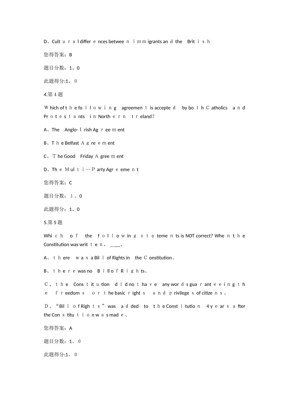 正确答案2025年秋季《英语国家概况》在线作业_第2页
