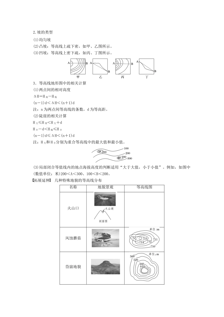 （全国通用）高考地理大一轮复习 第一章 地球与地图 第2讲 等高线地形图学案 新人教版必修1-新人教版高三必修1地理学案_第3页