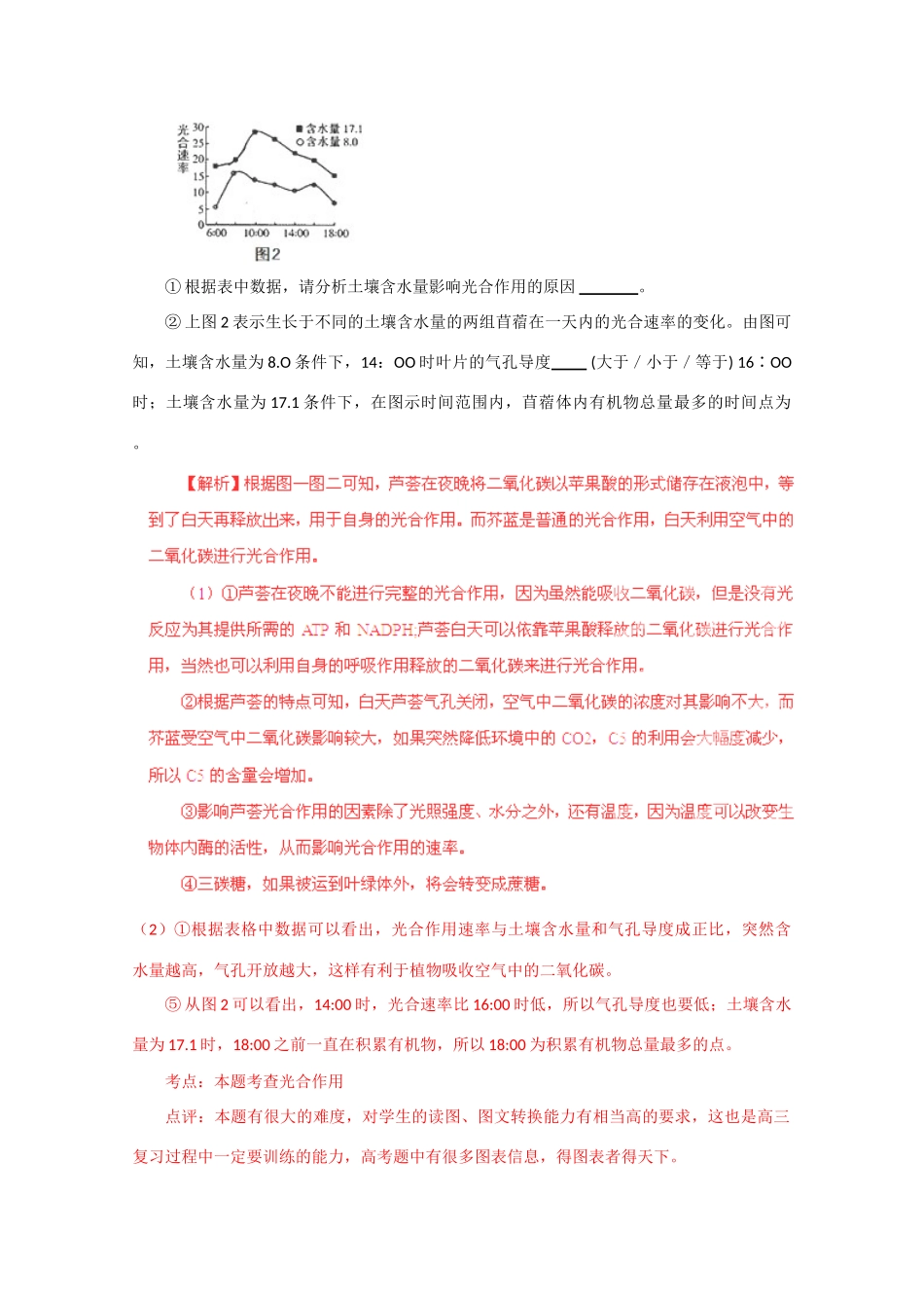 （名师策划）2013届高三生物 夺标系列 非选择题题型解法指导 21细胞代谢类提分技巧（含解析）_第2页