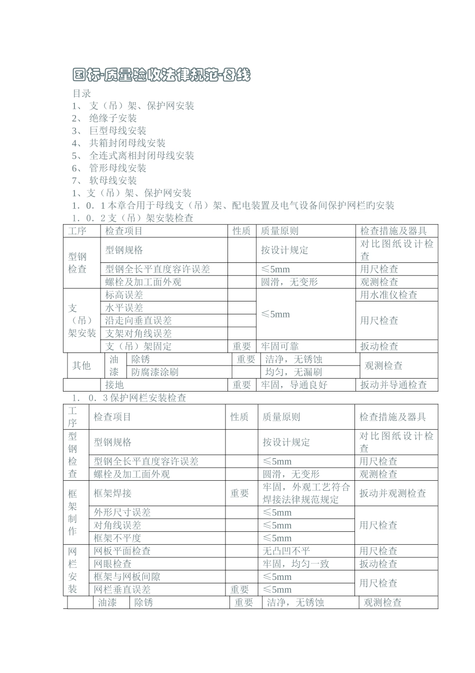 母线的安装及验收标准_第1页