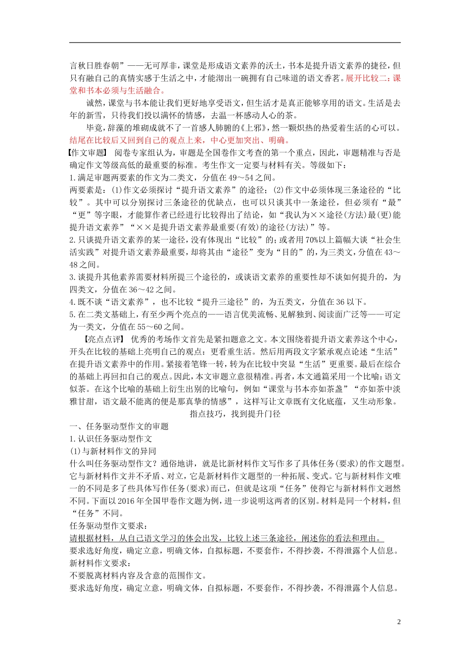 （全国通用）高考语文二轮复习 第七章 写作训练-选“点”突破 练出实效 学案16“任务”驱动写作，写作落实“任务”-任务驱动型作文的审题及写作-人教版高三全册语文学案_第2页