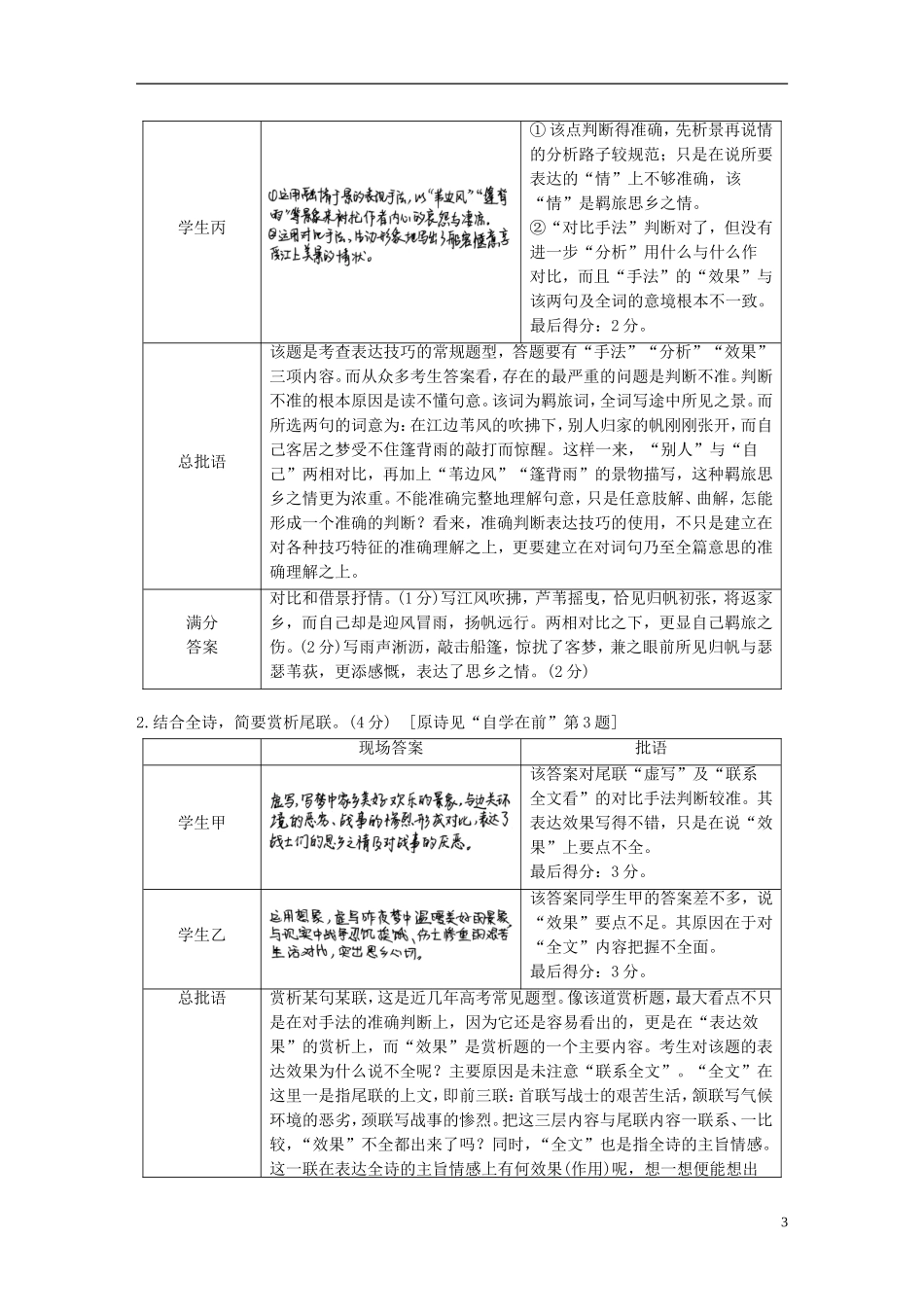 （全国通用）高考语文二轮复习 第三章 古诗鉴赏-读懂为要赏析为妙 学案5 准确判断，赏出效果-表达技巧赏析题之要诀-人教版高三全册语文学案_第3页