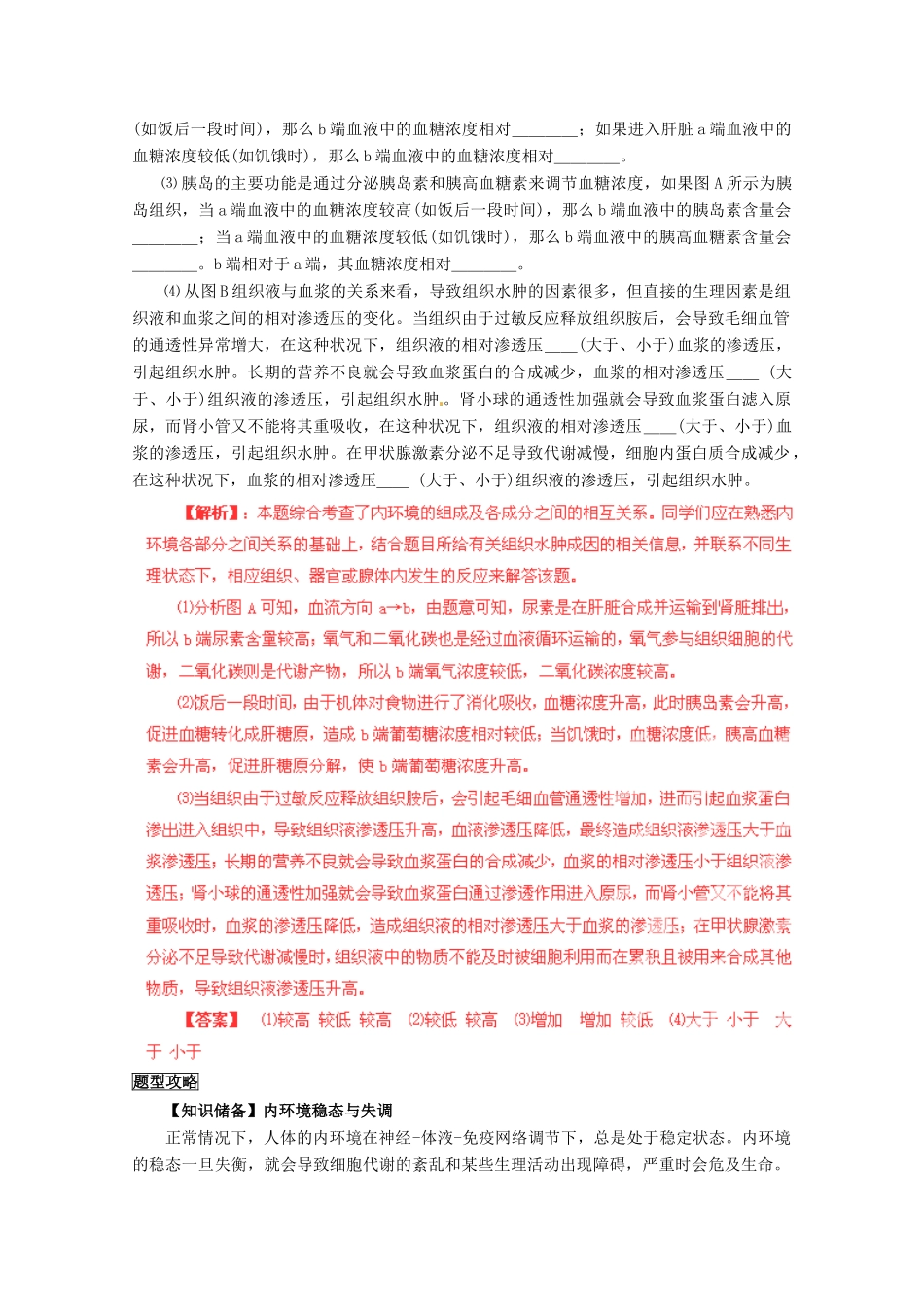 （名师策划）2013届高三生物 夺标系列（考纲解读+题型攻略+解题技巧）专题12 人体内环境与稳态（含解析）_第3页